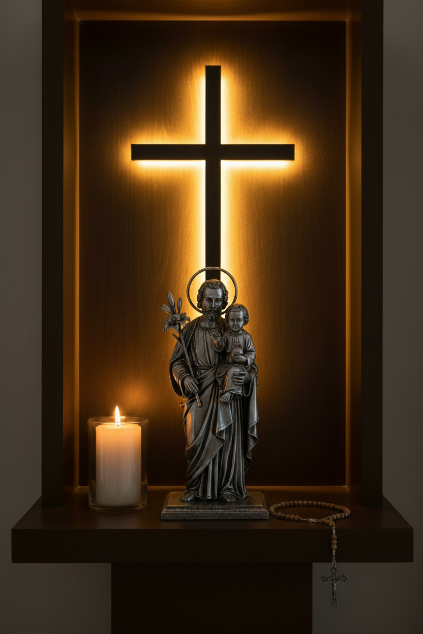 Escultura de San José con el Niño Jesús