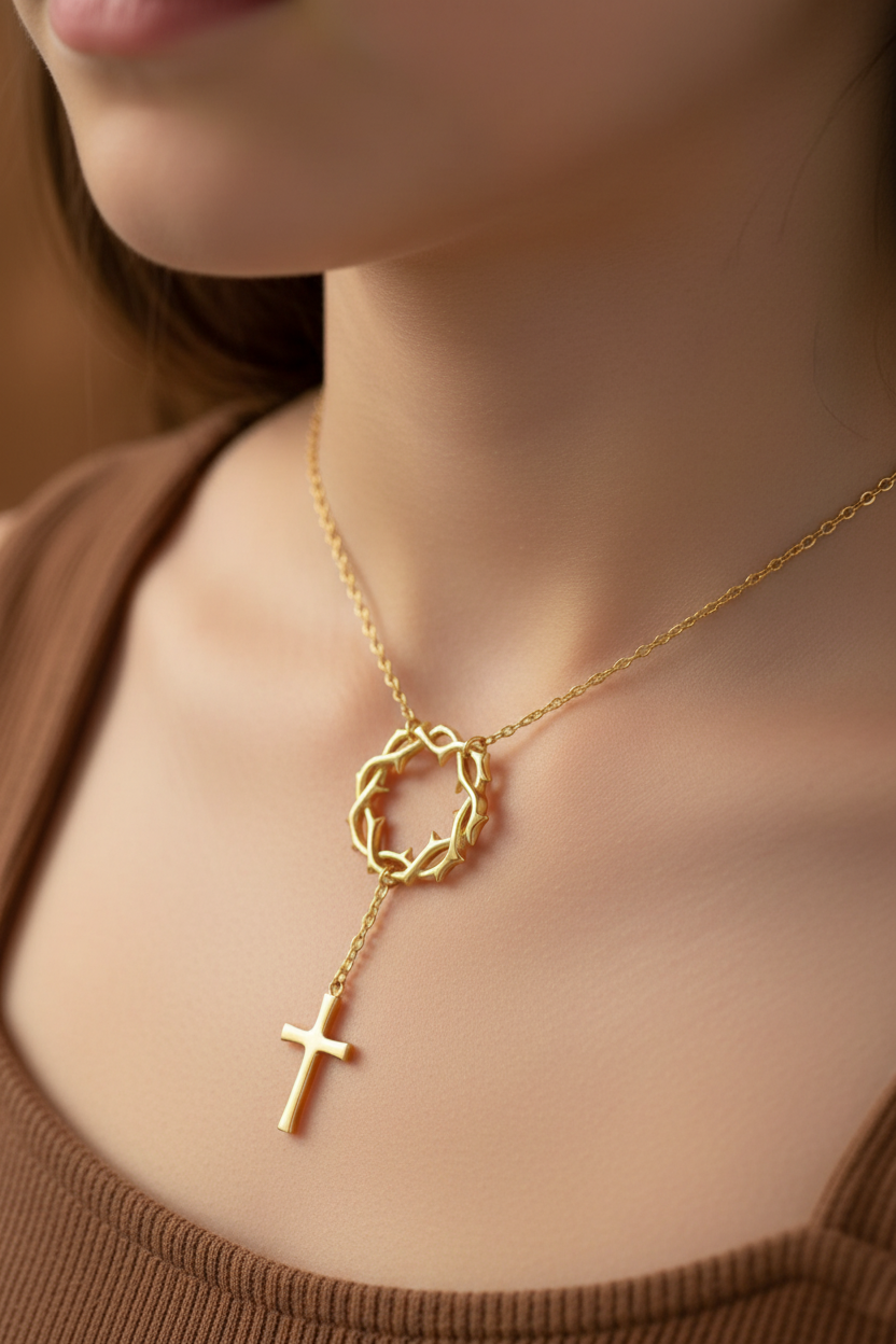 Collar corona espinas/cruz