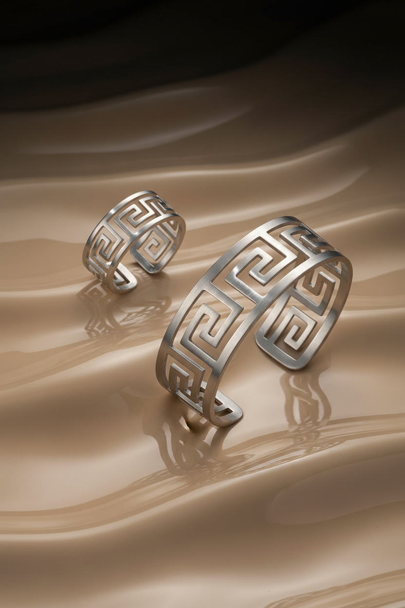 Brazalete y anillo corte Greco