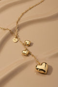 Collar 3 corazones con mini dije, 10k. (Letra en mini dije personalizable)